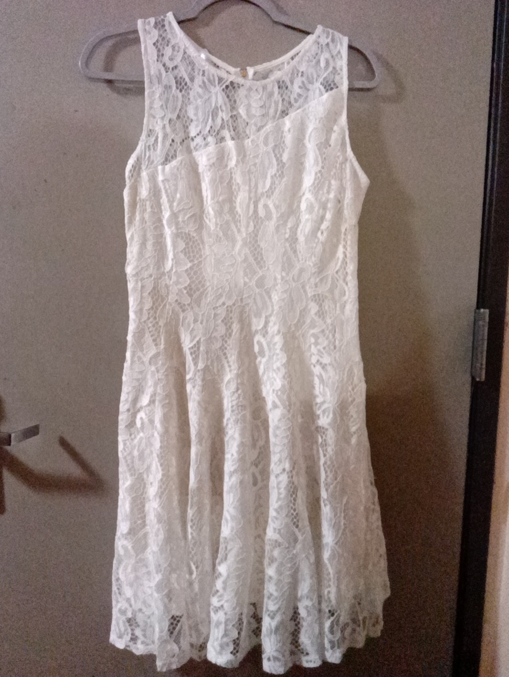 Classic White Lace A-Line Dress - Sleeveless